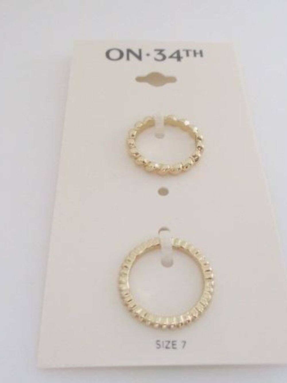 ON 34TH Gold Tone 2 Piece Stackable Ring Set Size 7 NWT